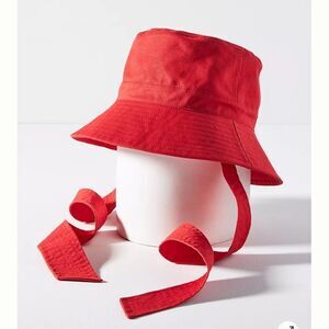 Anthropologie Red Bow-Tie Bucket Hat